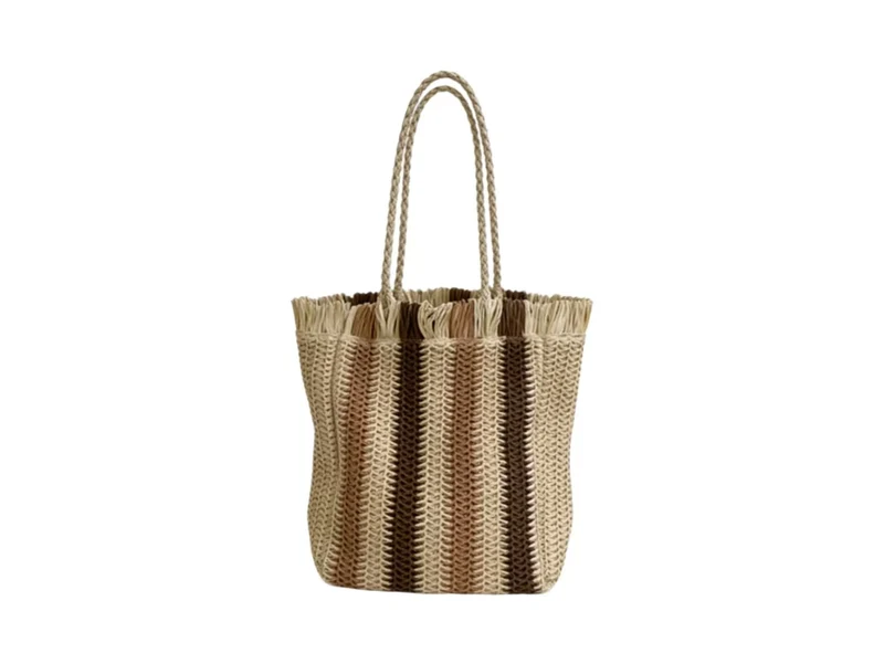 Geflochtene Strandtasche mit Fransen-Details Skanto