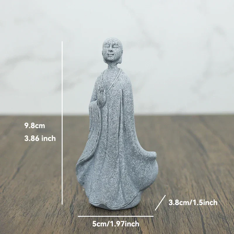 Skanto Skanto | Kleine Buddha Stein Statue Buddhistischer Mönch Tibetischer Buddhismus Figuren Zen Garten Ornament Meditation Home Aquarium Dekoration