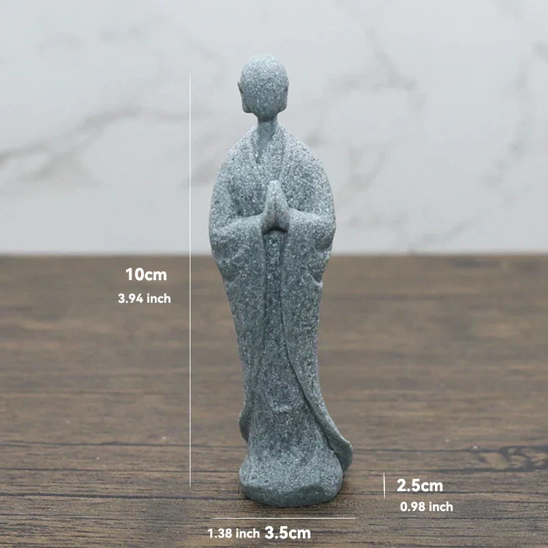 Skanto Skanto | Kleine Buddha Stein Statue Buddhistischer Mönch Tibetischer Buddhismus Figuren Zen Garten Ornament Meditation Home Aquarium Dekoration