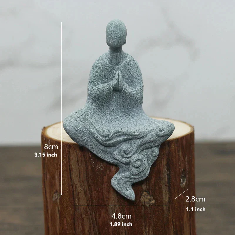 Skanto Skanto | Kleine Buddha Stein Statue Buddhistischer Mönch Tibetischer Buddhismus Figuren Zen Garten Ornament Meditation Home Aquarium Dekoration