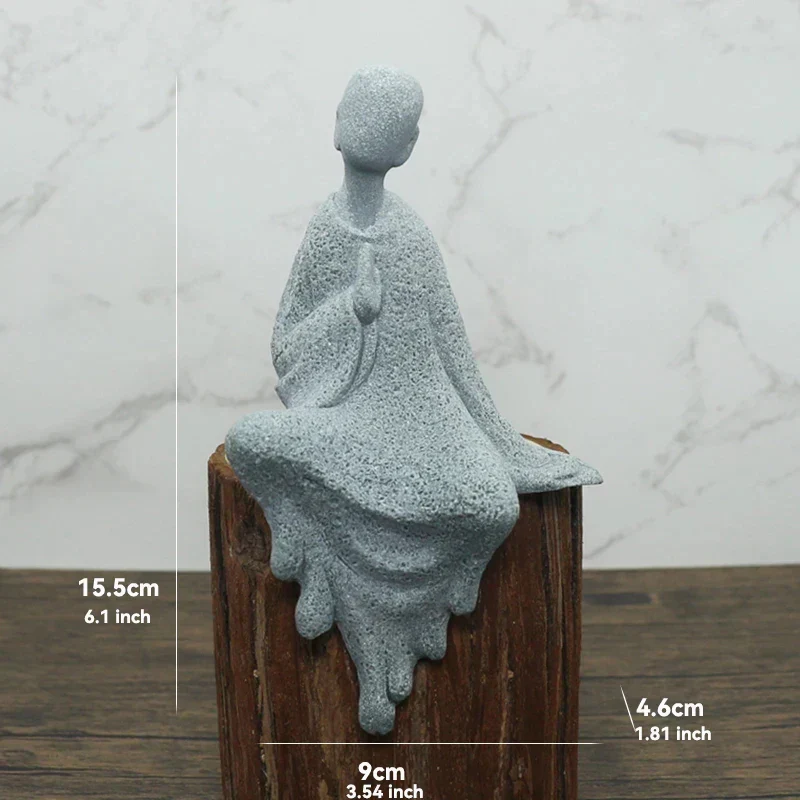 Skanto Skanto | Kleine Buddha Stein Statue Buddhistischer Mönch Tibetischer Buddhismus Figuren Zen Garten Ornament Meditation Home Aquarium Dekoration