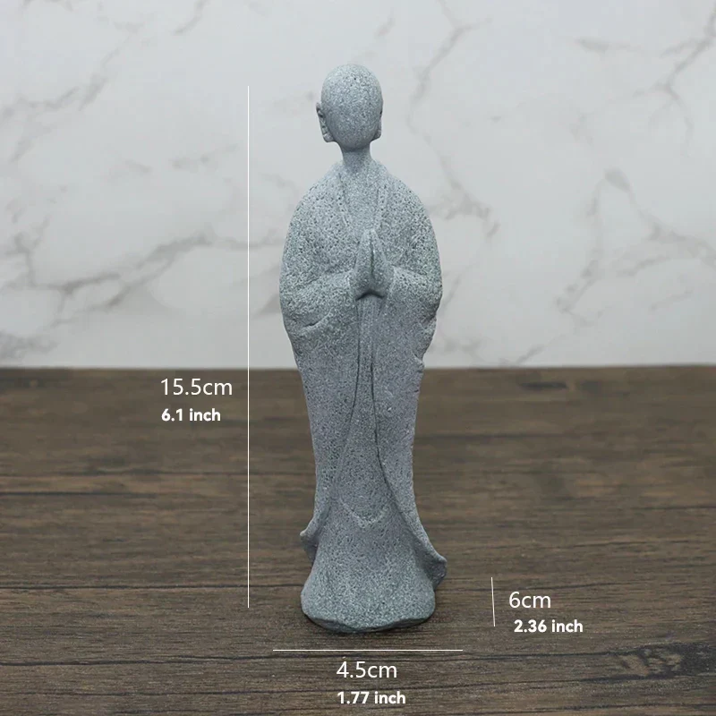 Skanto Skanto | Kleine Buddha Stein Statue Buddhistischer Mönch Tibetischer Buddhismus Figuren Zen Garten Ornament Meditation Home Aquarium Dekoration