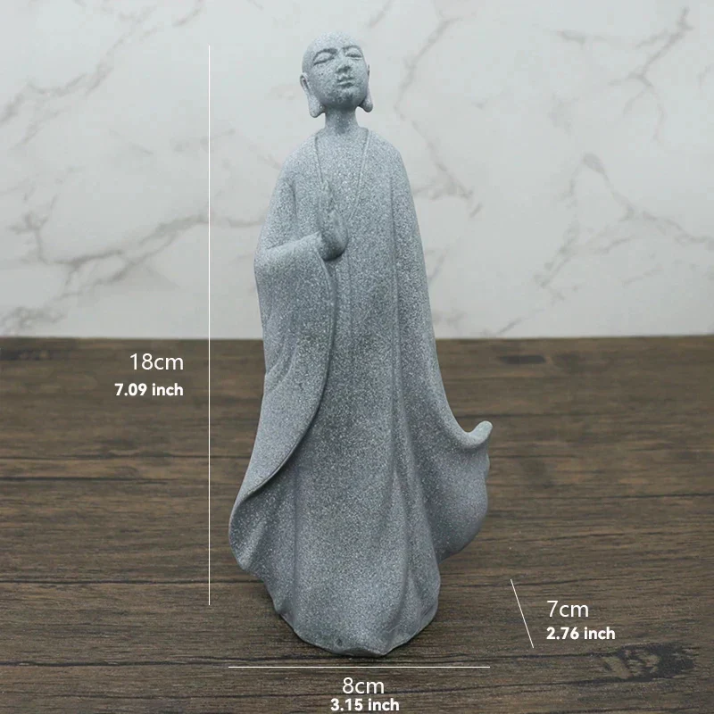 Skanto Skanto | Kleine Buddha Stein Statue Buddhistischer Mönch Tibetischer Buddhismus Figuren Zen Garten Ornament Meditation Home Aquarium Dekoration