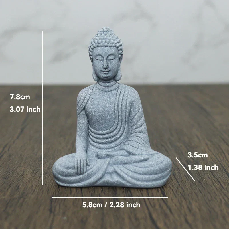 Skanto Skanto | Kleine Buddha Stein Statue Buddhistischer Mönch Tibetischer Buddhismus Figuren Zen Garten Ornament Meditation Home Aquarium Dekoration