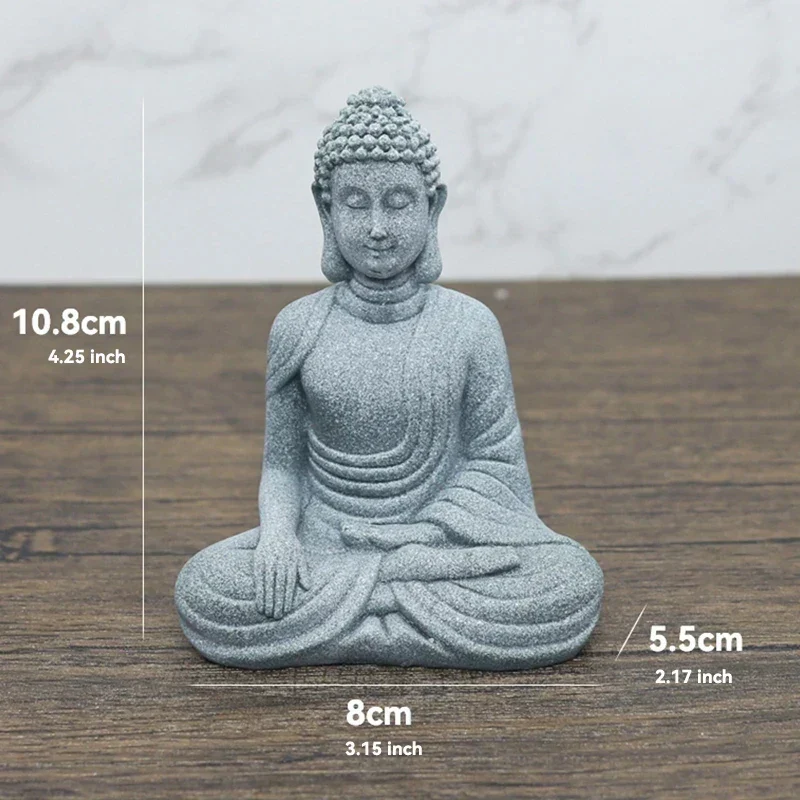 Skanto Skanto | Kleine Buddha Stein Statue Buddhistischer Mönch Tibetischer Buddhismus Figuren Zen Garten Ornament Meditation Home Aquarium Dekoration