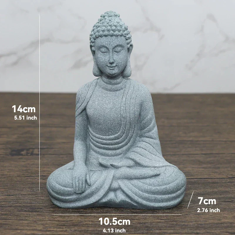 Skanto Skanto | Kleine Buddha Stein Statue Buddhistischer Mönch Tibetischer Buddhismus Figuren Zen Garten Ornament Meditation Home Aquarium Dekoration