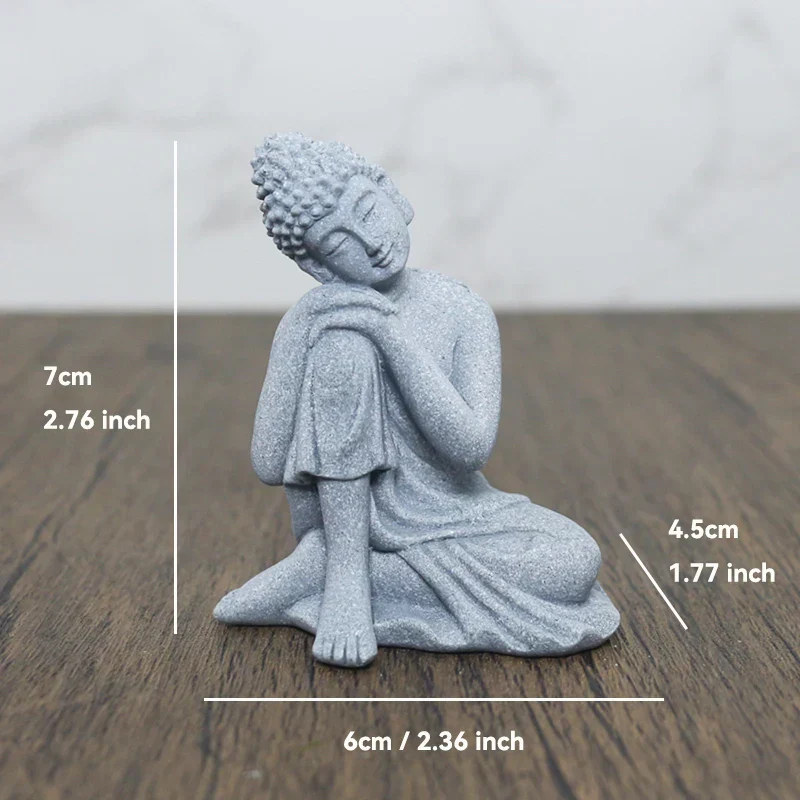 Skanto Skanto | Kleine Buddha Stein Statue Buddhistischer Mönch Tibetischer Buddhismus Figuren Zen Garten Ornament Meditation Home Aquarium Dekoration