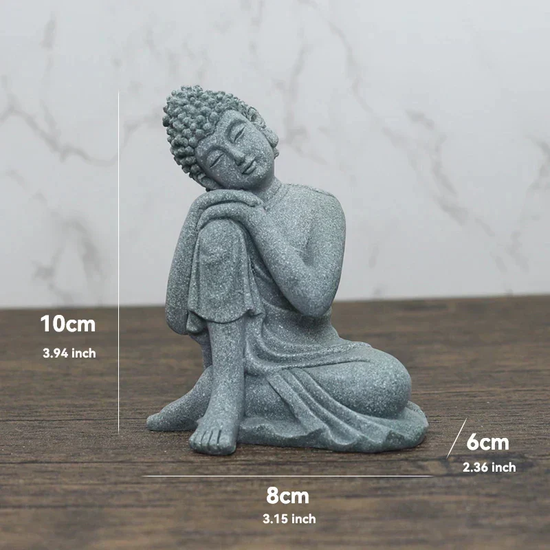 Skanto Skanto | Kleine Buddha Stein Statue Buddhistischer Mönch Tibetischer Buddhismus Figuren Zen Garten Ornament Meditation Home Aquarium Dekoration