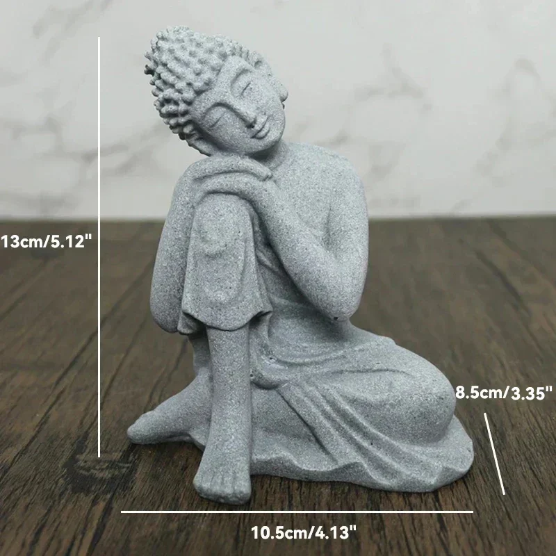 Skanto Skanto | Kleine Buddha Stein Statue Buddhistischer Mönch Tibetischer Buddhismus Figuren Zen Garten Ornament Meditation Home Aquarium Dekoration