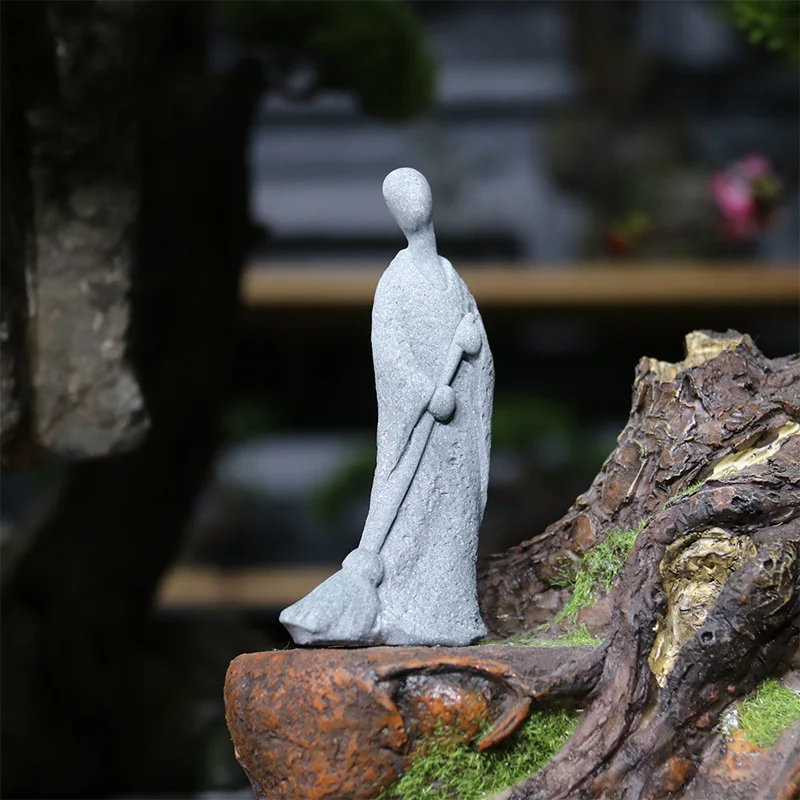 Skanto Skanto | Kleine Buddha Stein Statue Buddhistischer Mönch Tibetischer Buddhismus Figuren Zen Garten Ornament Meditation Home Aquarium Dekoration