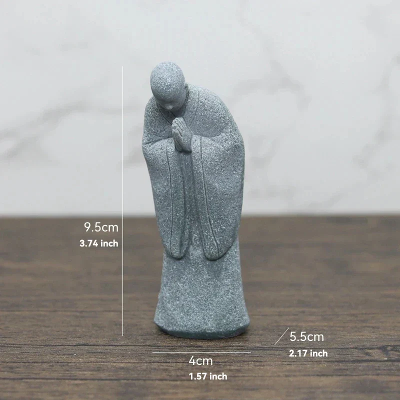 Skanto Skanto | Kleine Buddha Stein Statue Buddhistischer Mönch Tibetischer Buddhismus Figuren Zen Garten Ornament Meditation Home Aquarium Dekoration