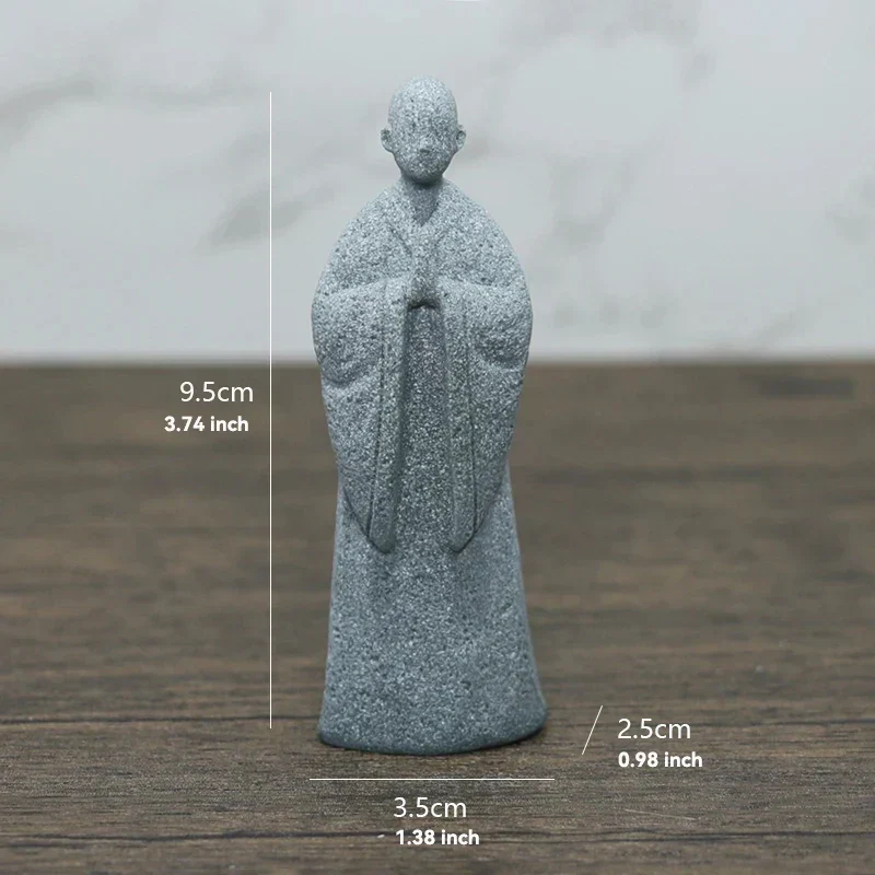 Skanto Skanto | Kleine Buddha Stein Statue Buddhistischer Mönch Tibetischer Buddhismus Figuren Zen Garten Ornament Meditation Home Aquarium Dekoration