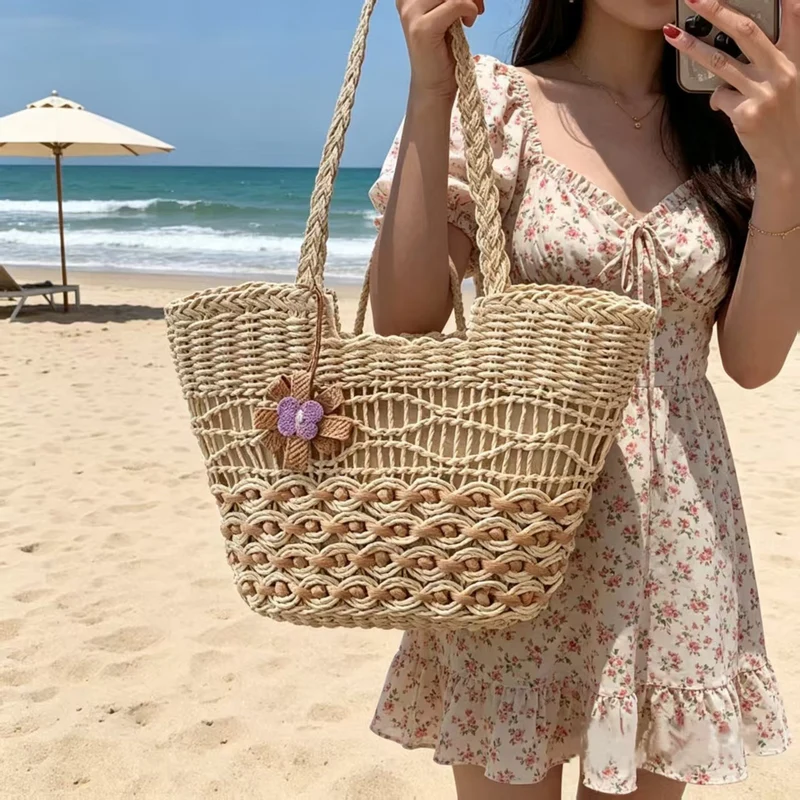 Geflochtene Stroh-Strandtasche Skanto