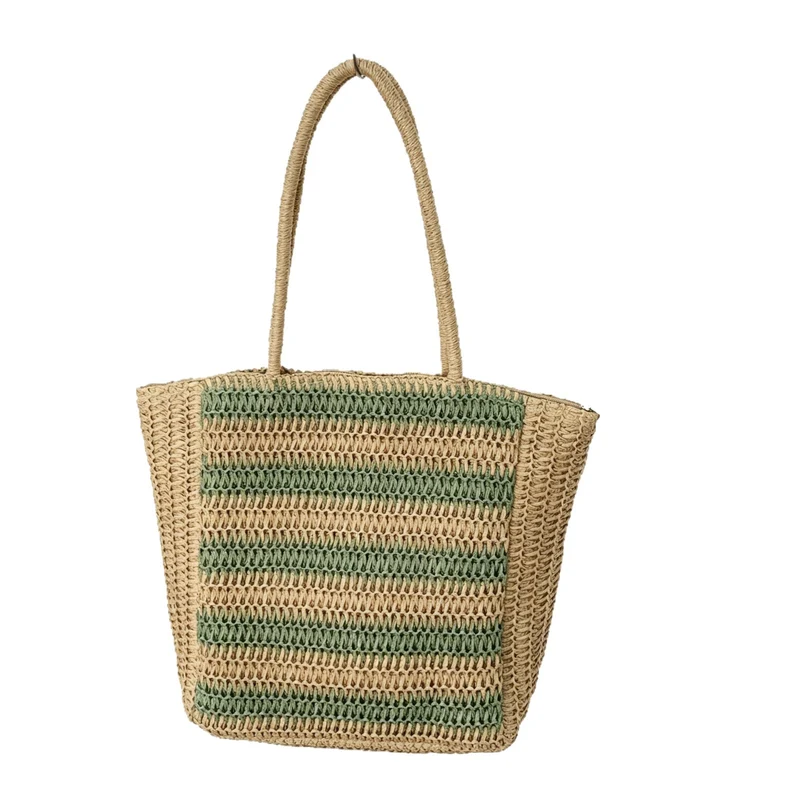 Designer-Strohtasche mit grafischem Streifenmuster Skanto