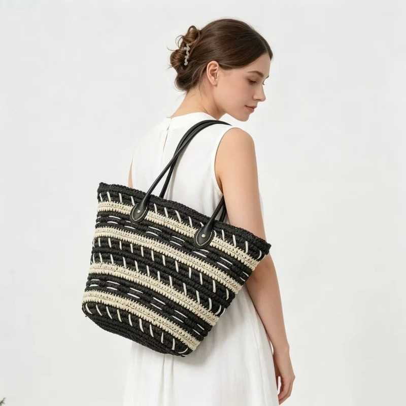 Stroh-Strandtasche mit elegantem Strukturdesign Skanto