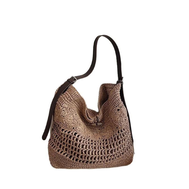 Großer Makramee-Shopper mit stilvollem Lederdetail Skanto