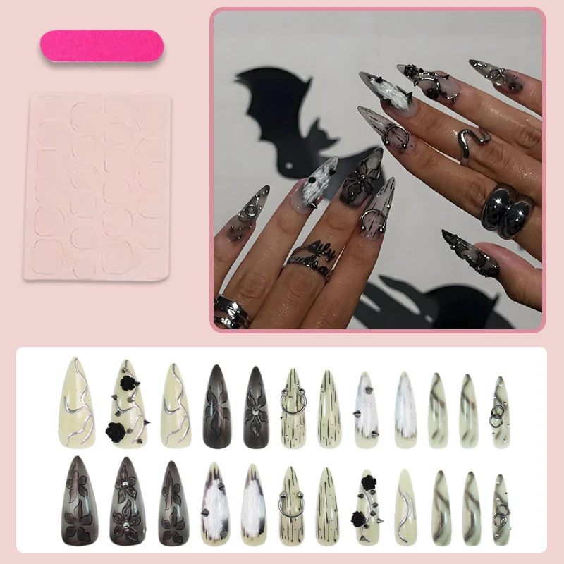 Kunstnagelset mit kreativen Halloween-Motiven und hochwertigen Verzierungen Brehn