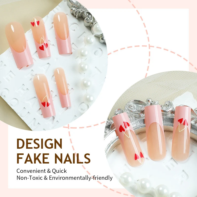 Kunstnagelset mit verspielten Herz-Designs Brehn