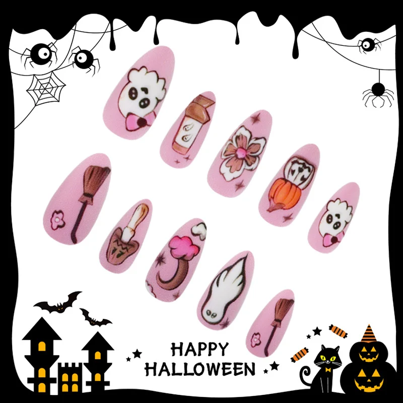 Kunstnagelset mit verspielten Halloween-Motiven Brehn