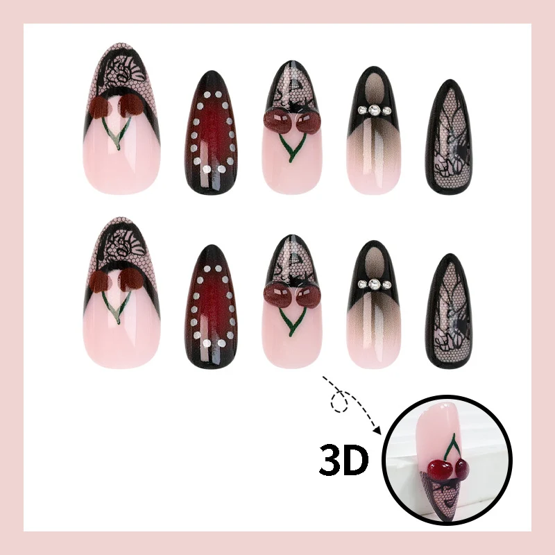 Kunstnagelset mit verspielten Frucht- und Blumendesigns Brehn