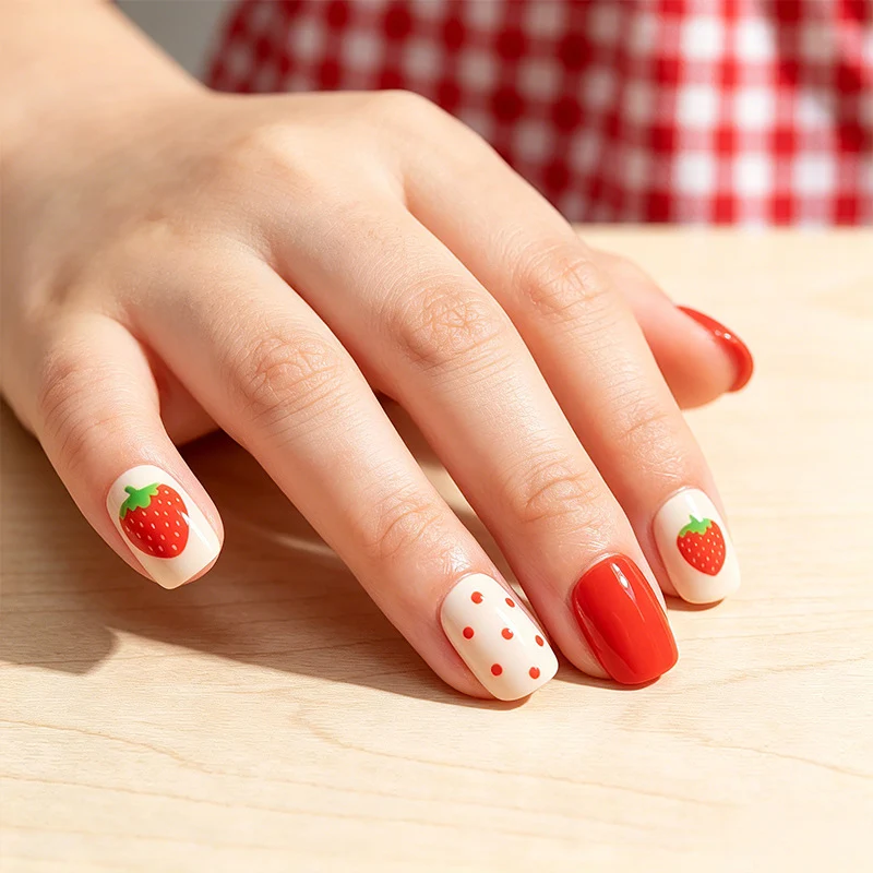 Kunstnagelset mit verspielten Flamingo- und Streifenmotiven Brehn