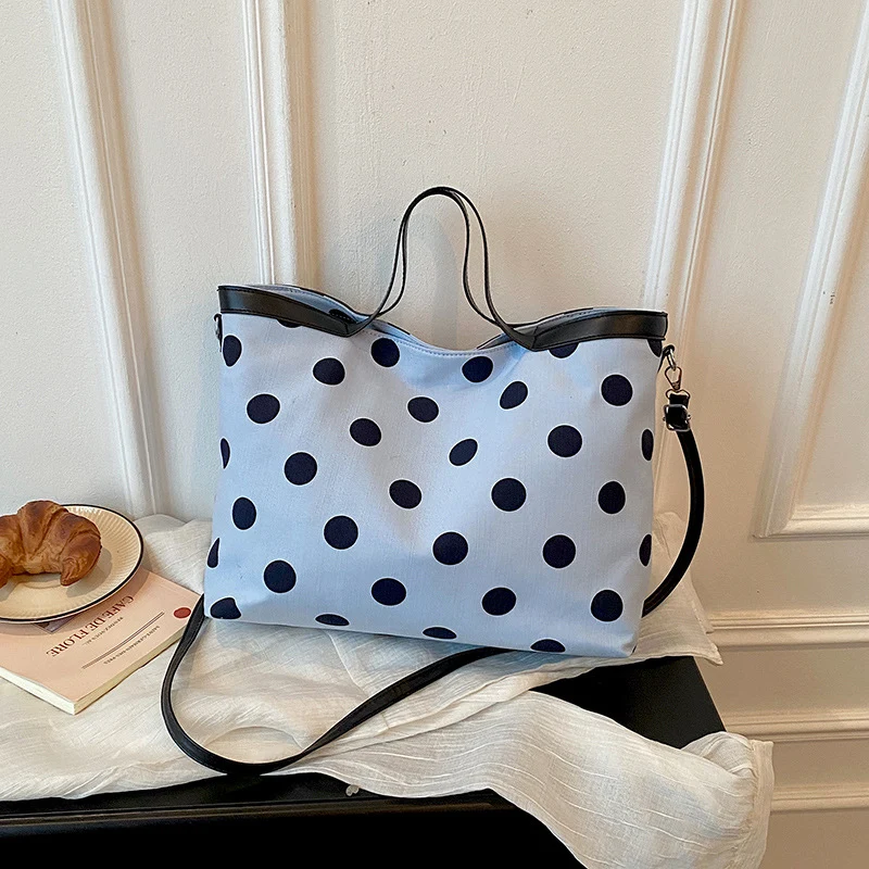 Punktedruck-Canvas-Shopper-Tasche