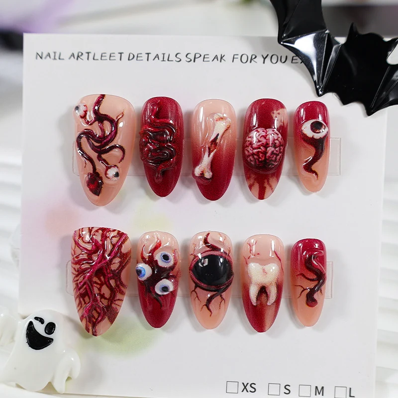 Kunstnagelset mit kreativen Halloween-Motiven Brehn