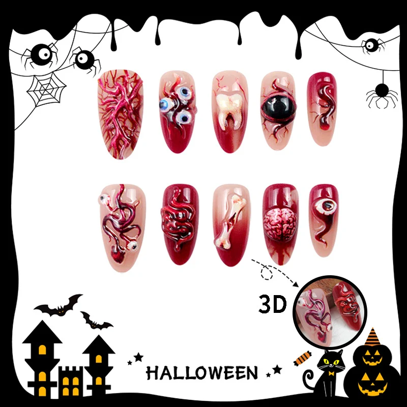 Kunstnagelset mit kreativen Halloween-Motiven Brehn