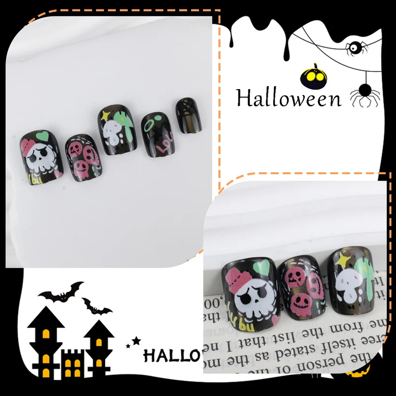 Kunstnagelset mit kreativen gruseligen Motiven Brehn