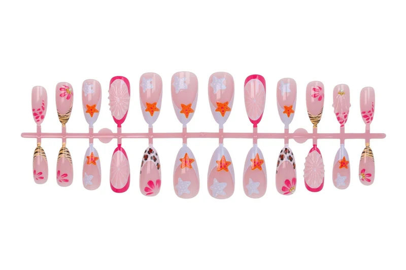 Kunstnagelset mit kreativen floralen und maritimen Designs Brehn