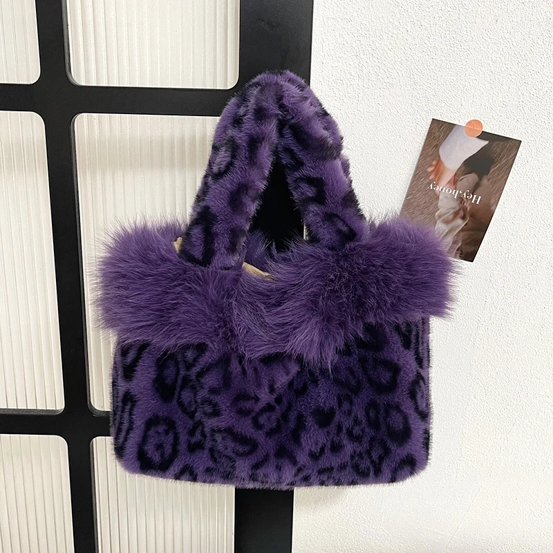 Luxus Kunstpelz Leoparddruck Handtasche