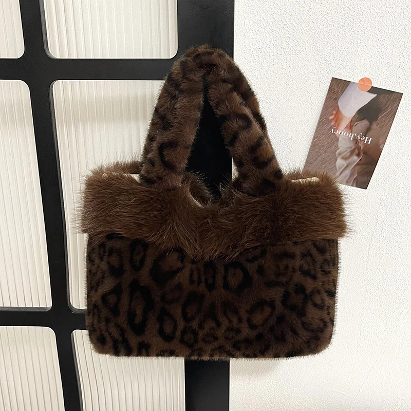 Luxus Kunstpelz Leoparddruck Handtasche