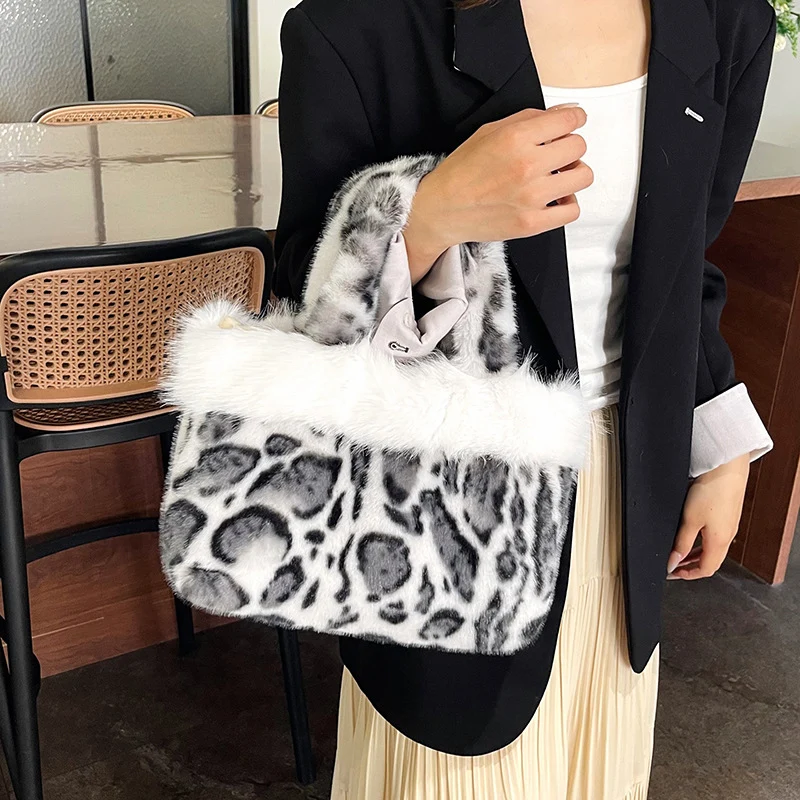 Luxus Kunstpelz Leoparddruck Handtasche