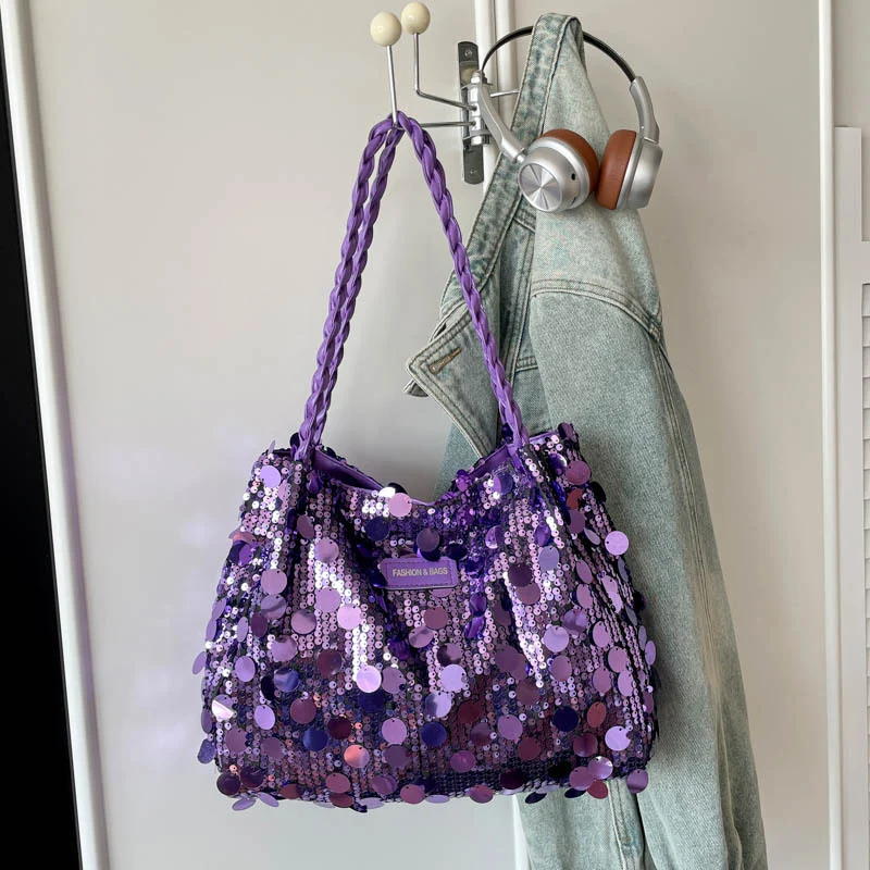 Glamouröse Pailletten Schultertasche