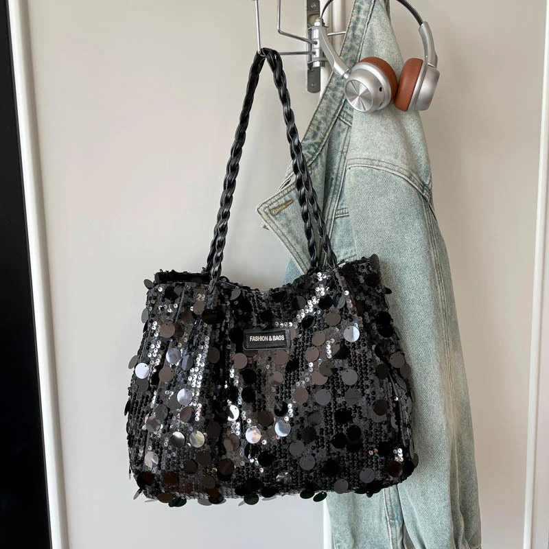 Glamouröse Pailletten Schultertasche