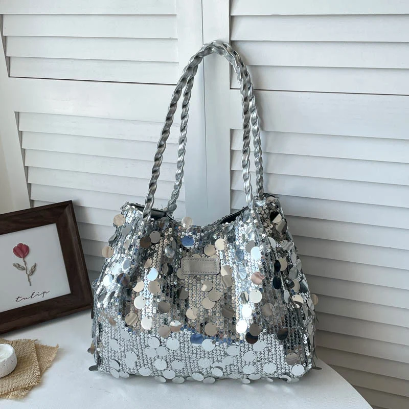 Glamouröse Pailletten Schultertasche