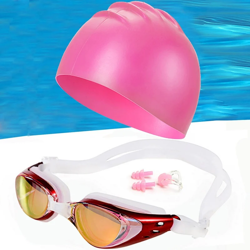 Schwimmset mit ergonomischer Schwimmbrille und Silikonkappe Skanto