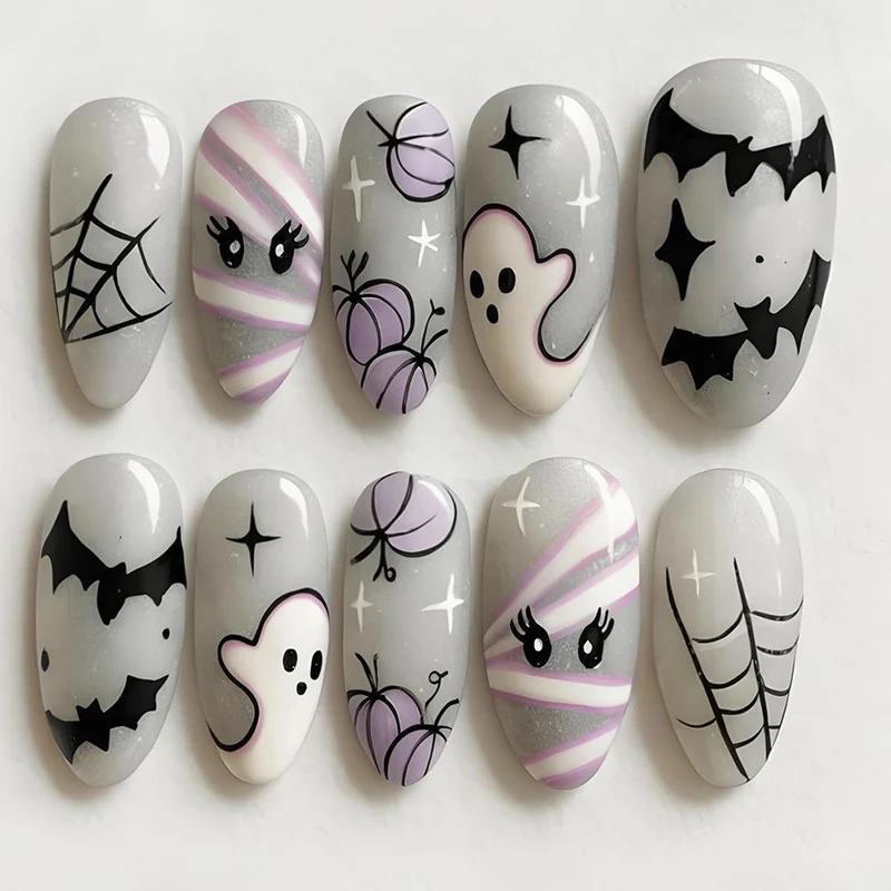 Kunstnagelset mit gruseligen Halloween-Motiven Brehn