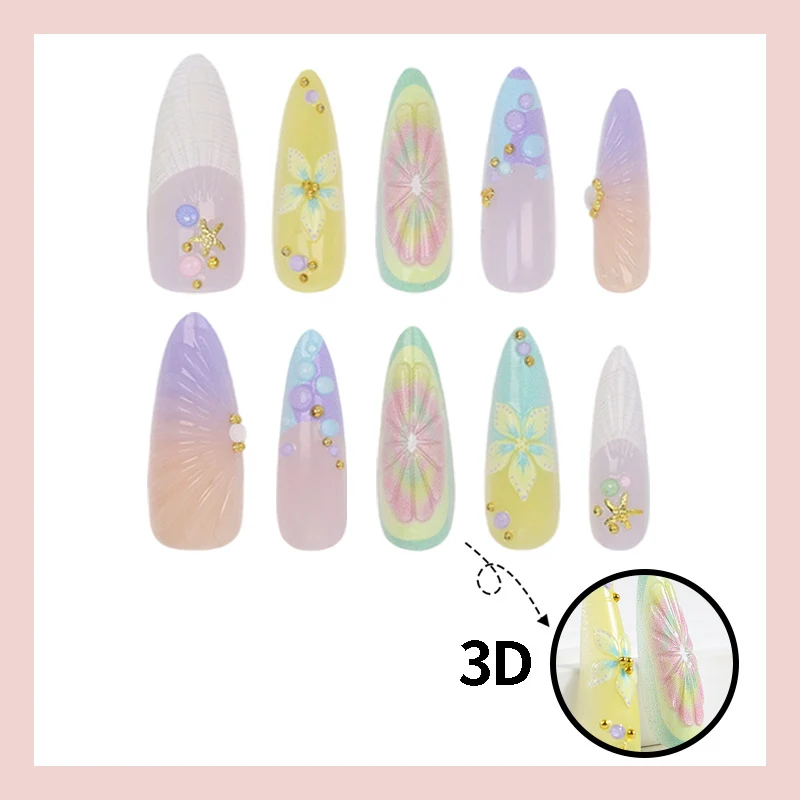 Kunstnagelset mit kreativen Blüten- und Glitzerdetails Brehn