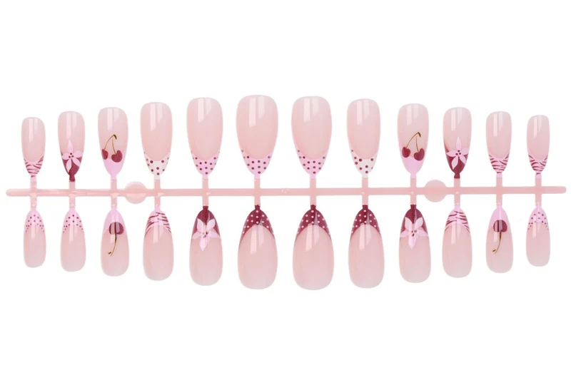 Kunstnagelset mit kreativen Blüten-, Herz- und Polka-Dots-Designs Brehn