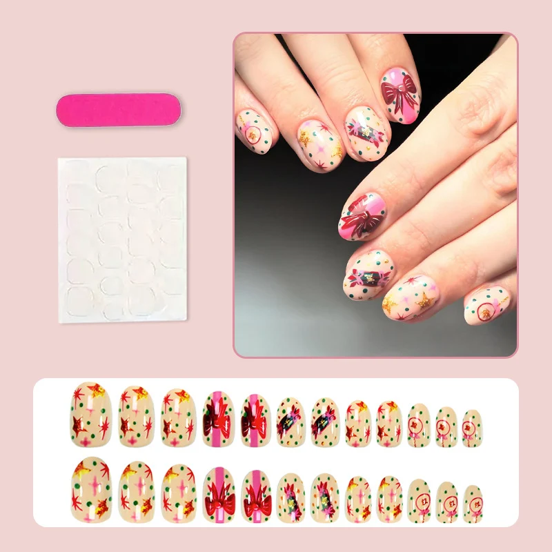 Kunstnagelset mit kreativen Blumen- und Punkte-Designs Brehn