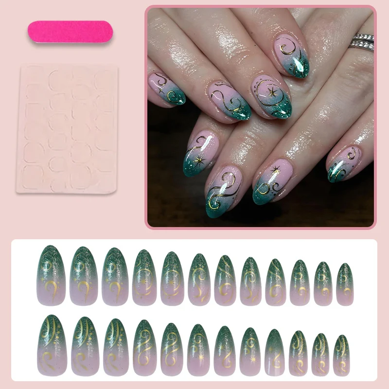 Kunstnagelset mit glitzernden Verzierungen Brehn