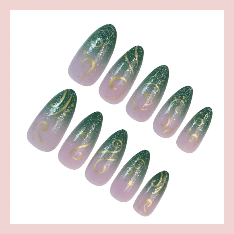 Kunstnagelset mit glitzernden Verzierungen Brehn