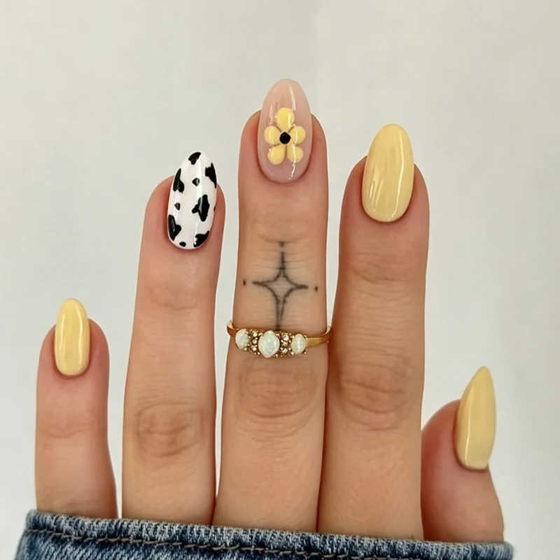 Kunstnagelset mit floralen und trendigen Tiermustern Brehn