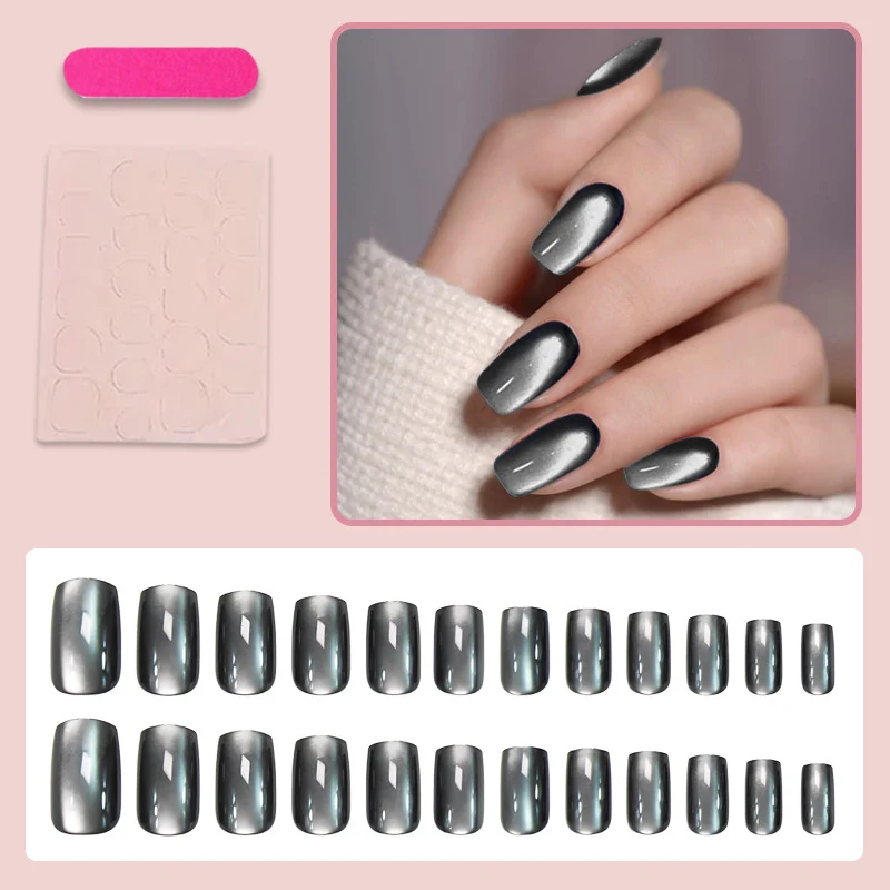 Kunstnagelset mit Glamourösen Schwarz-Glitzer-Akzenten Brehn