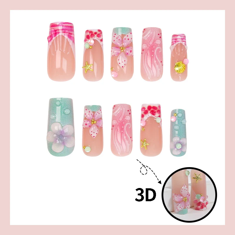 Kunstnagelset mit floralen Akzenten und eleganten Details Brehn