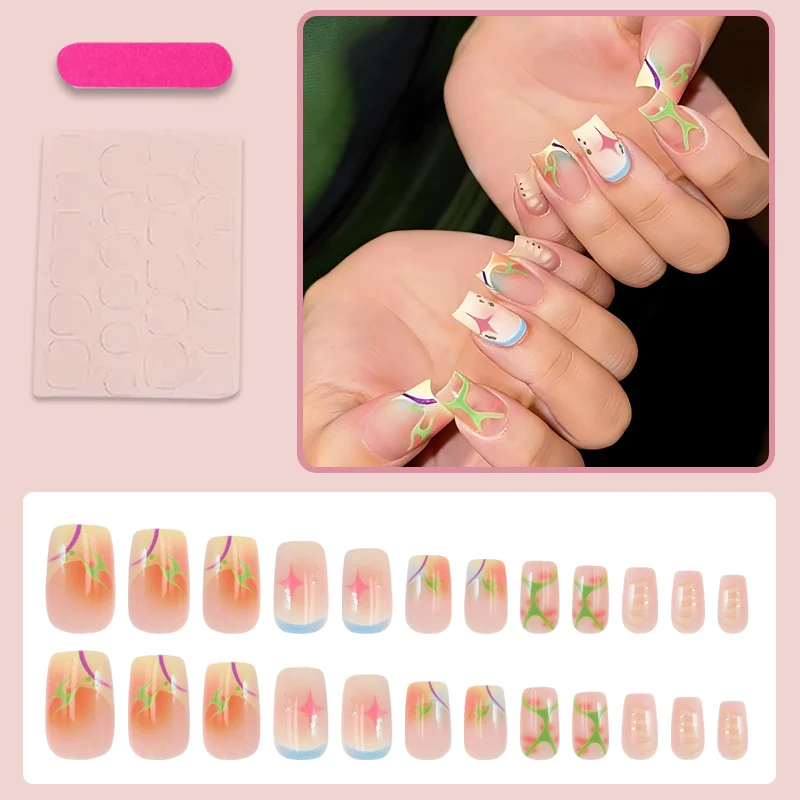 Kunstnägelset mit luxuriösem Blüten- und Ombre-Design Brehn
