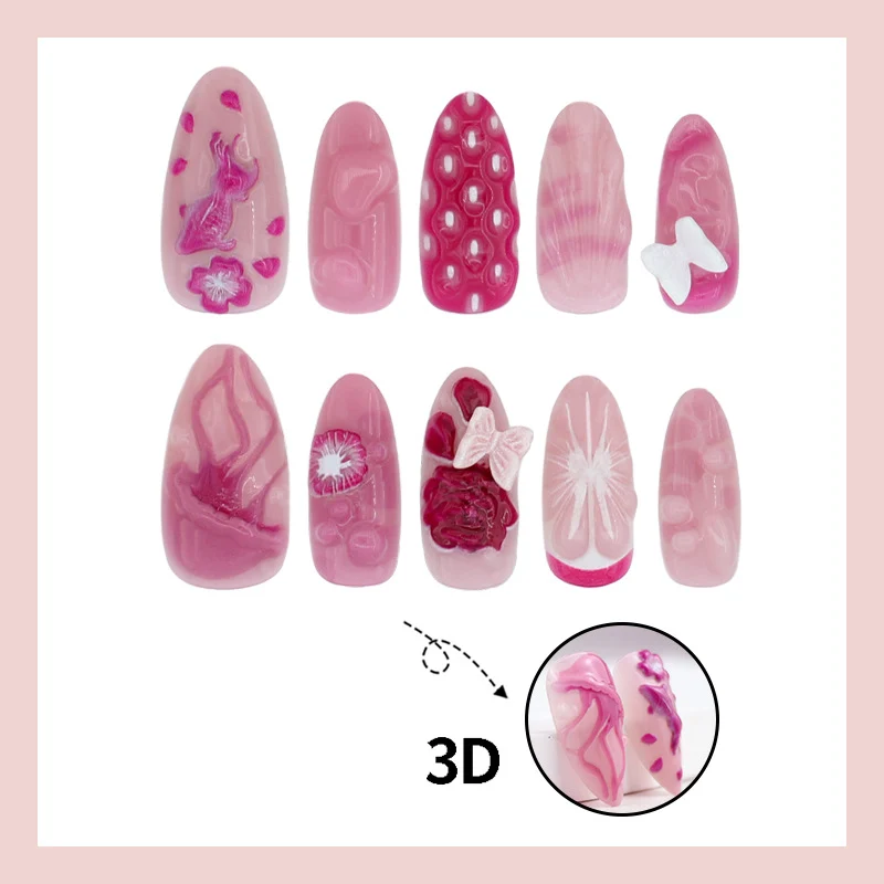 Kunstnagelset mit floralen und maritimen Designs Brehn