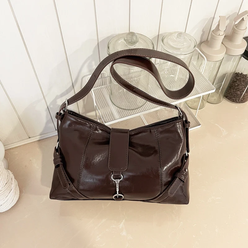 Lässige Leder Schultertasche