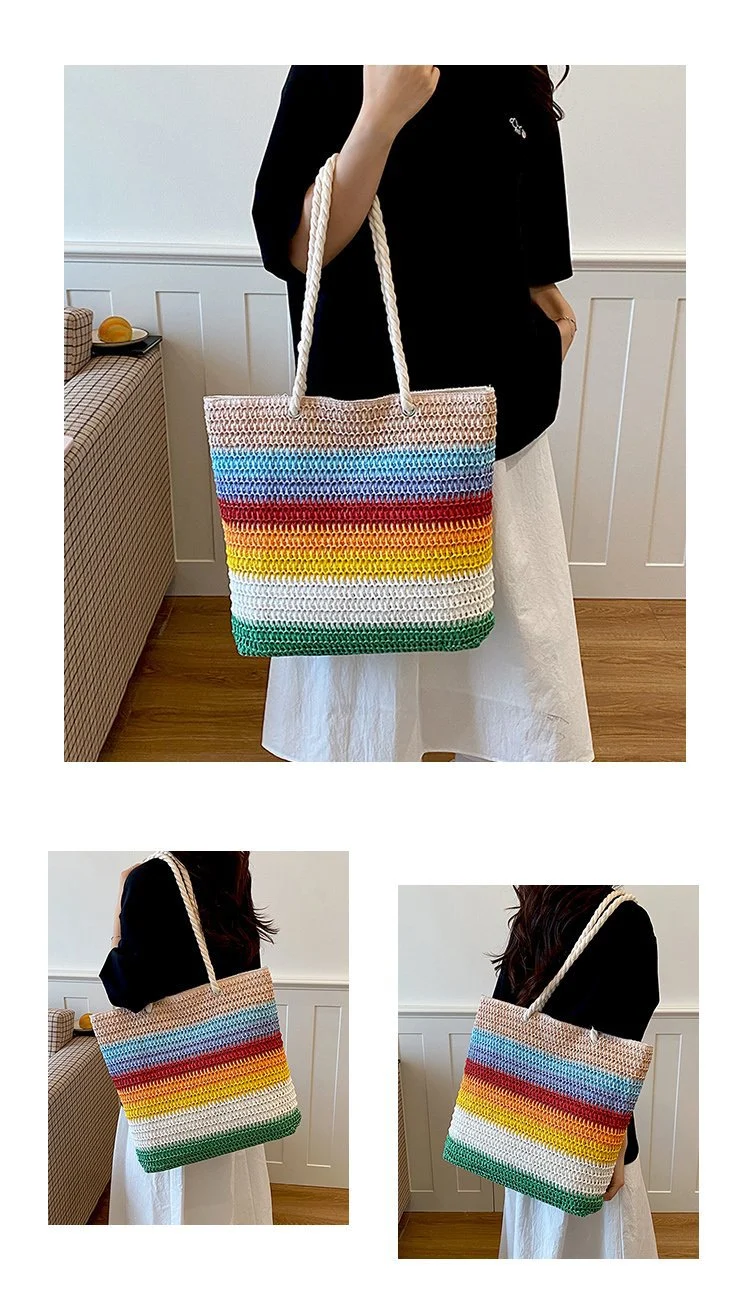 Lässige handgewebte Strohtasche
